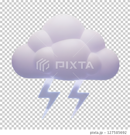 Cloud and lightning bolt minimalist 3D rendering in a soft and smooth renderer 127585692