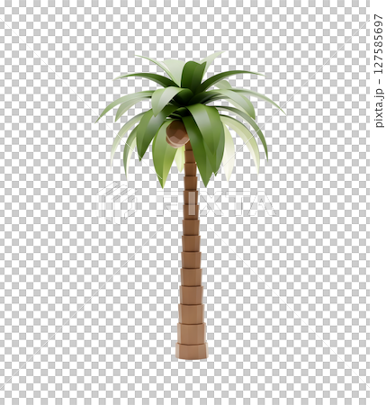 Coconut palm trees minimalist 3D rendering in a soft and smooth renderer Coconut palm trees minimalist 3D rendering in a soft and smooth renderer 127585697