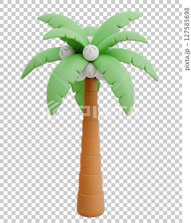 Coconut palm trees minimalist 3D rendering in a soft and smooth renderer Coconut palm trees minimalist 3D rendering in a soft and smooth renderer 127585698
