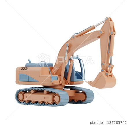 Excavator minimalist 3D rendering in a soft and smooth renderer 127585742