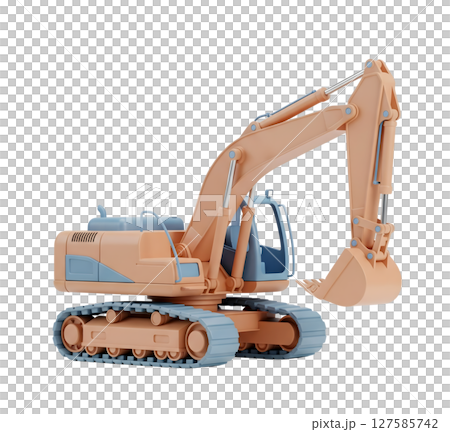Excavator minimalist 3D rendering in a soft and smooth renderer 127585742
