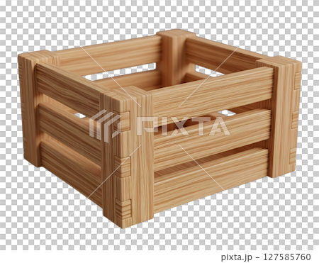 wooden crate minimalist 3D rendering in a soft and smooth renderer 127585760