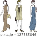 夏のレディースファッション・セットアップコーデのイラスト素材 127585846