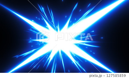ぶつかって火花が散る青色の剣撃エフェクト ぶつかって火花が散る青色の剣撃エフェクト 127585859