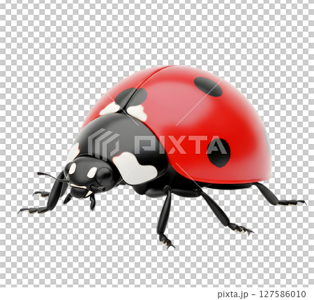 Red ladybug minimalist 3D rendering in a soft and smooth renderer 127586010