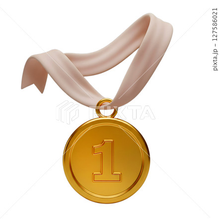 First place victory gold medal minimalist 3D rendering in a soft and smooth renderer 127586021