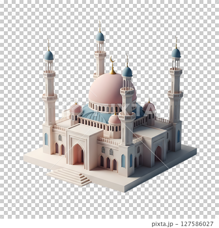 Mosque minimalist 3D rendering in a soft and smooth renderer 127586027
