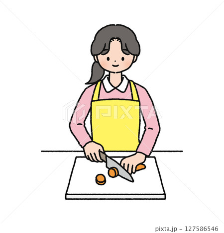 料理をする女性 料理をする女性 127586546