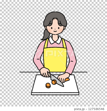 料理をする女性 料理をする女性 127586546