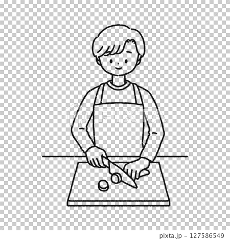 Man cooking line drawing 127586549