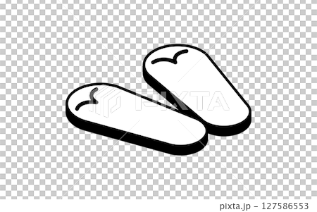 Simple line drawing illustration of beach sandals, summer isometric illustration 127586553