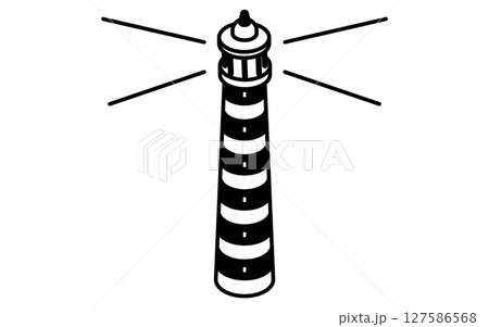 灯台のシンプルな線画イラスト、夏のアイソメトリックイラスト 127586568