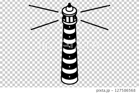 灯台のシンプルな線画イラスト、夏のアイソメトリックイラスト 127586568