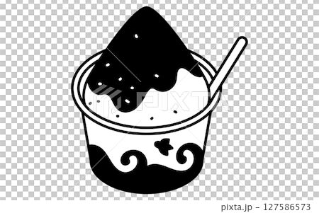 かき氷のシンプルな線画イラスト、夏のアイソメトリックイラスト 127586573