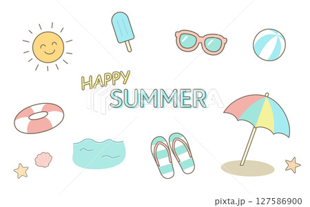 夏のイラスト素材セット 127586900