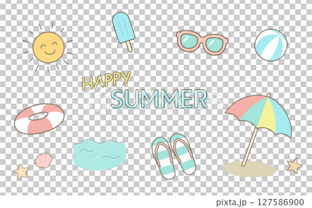 夏のイラスト素材セット 127586900