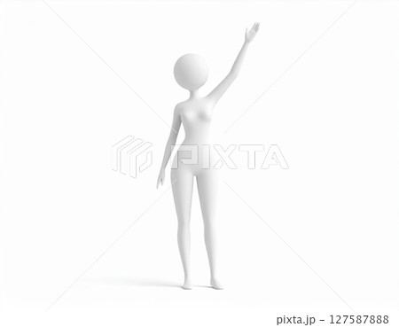 手を挙げる3Dキャラクターの挨拶ポーズ 127587888
