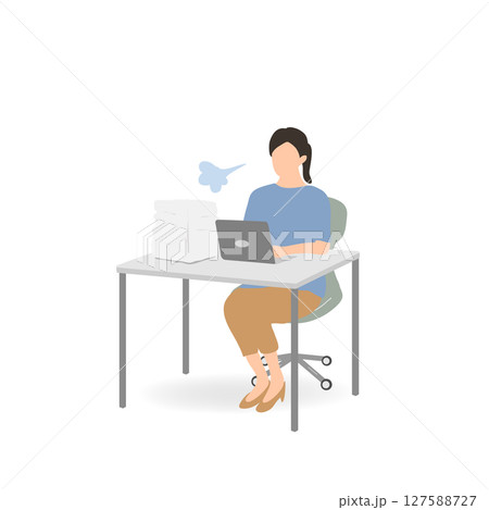 ベージュのパンツを履いた中堅女性社員・ため息・オフィス 127588727