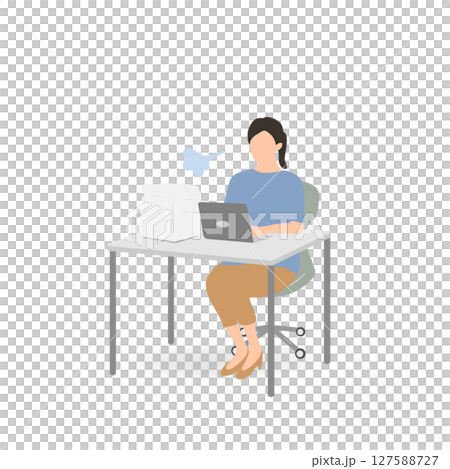 ベージュのパンツを履いた中堅女性社員・ため息・オフィス 127588727