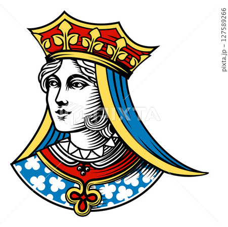 Queen Medieval Woman Head Face Vintage Woodcut 127589266