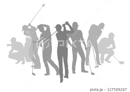 Golfers Golfing Silhouette Golf People Silhouettes 127589287
