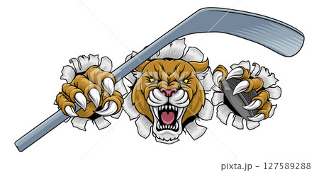 Cougar Panther Mountain Lion Puma Hockey Mascot 127589288