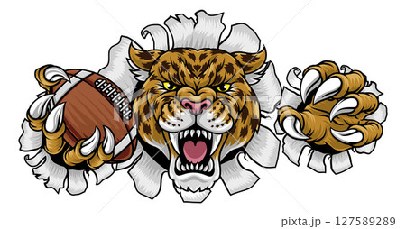 Jaguar Leopard Cheetah American Football Mascot Jaguar Leopard Cheetah American Football Mascot 127589289