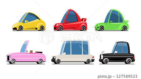 Luxury car vehicles set cartoon illustration . Flat design . Isolate on white background . Vector . 127589523