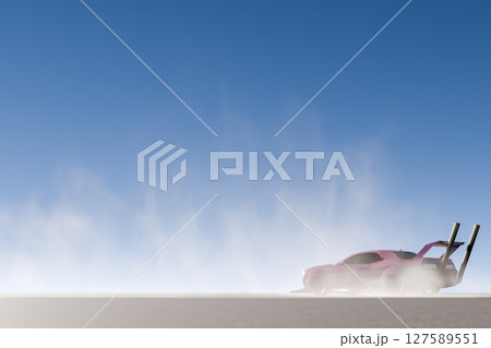 ピンク色の改造車でドーナツターンとドリフトするイメージ 127589551