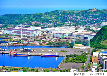 測量山展望台からの室蘭市街地の眺め 127589911