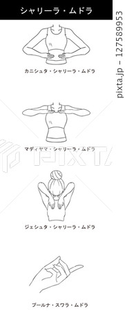シャリーラ・ムドラの白黒イラストセット シャリーラ・ムドラの白黒イラストセット 127589953