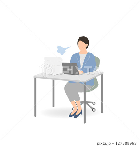 ベテラン女性社員がため息をつく様子 ベテラン女性社員がため息をつく様子 127589965