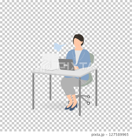 ベテラン女性社員がため息をつく様子 ベテラン女性社員がため息をつく様子 127589965