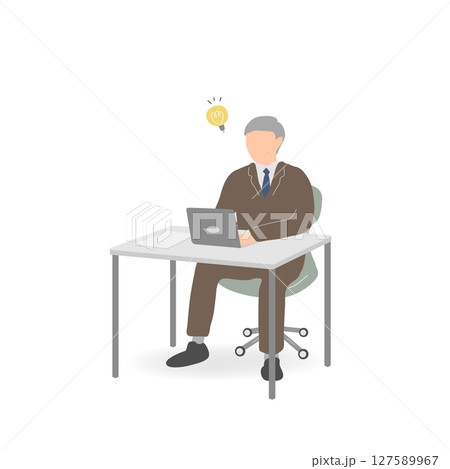 ベテラン男性社員がアイデアをひらめく様子 127589967