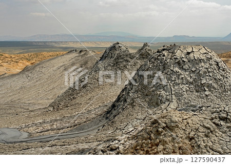 Mud volcano at Gobustan national park erupt. Azerbaijan Mud volcano at Gobustan national park erupt. Azerbaijan 127590437