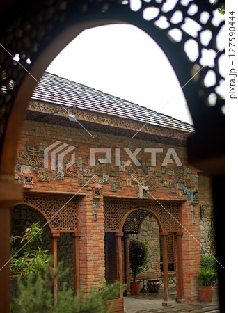 Abad Ceramics And Applied Arts Centre in Sheki, Azerbaijan. May day, rain Abad Ceramics And Applied Arts Centre in Sheki, Azerbaijan. May day, rain 127590444