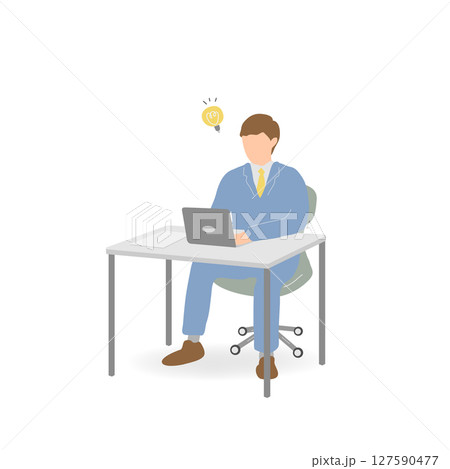 若手男性社員がアイデアをひらめく様子のイラスト 若手男性社員がアイデアをひらめく様子のイラスト 127590477