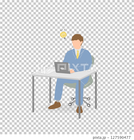 一位年輕男性員工提出一個想法的插圖 127590477