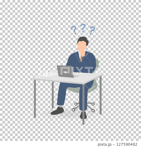 一位中年男性員工擔心或思考工作的狀況圖 127590482