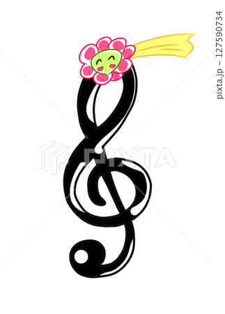 花の流れ星が付いた音符 127590734