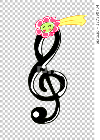 花の流れ星が付いた音符 127590734
