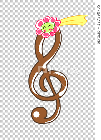 Musical note with flower shooting star 127590735