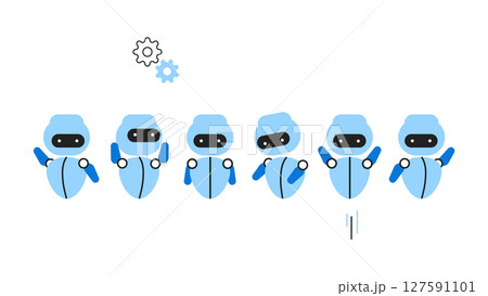 AIを使う男女、人々の問題解決のイラスト　かわいいAIキャラクター 127591101