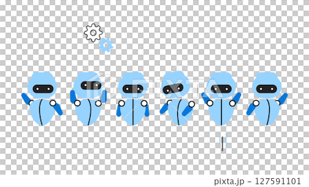 AIを使う男女、人々の問題解決のイラスト　かわいいAIキャラクター 127591101