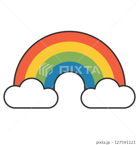 カラフルな虹と雲のかわいいイラスト 127591121