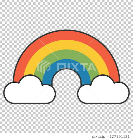 カラフルな虹と雲のかわいいイラスト 127591121