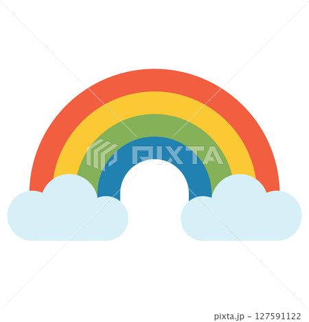 カラフルな虹と雲のかわいいイラスト カラフルな虹と雲のかわいいイラスト 127591122