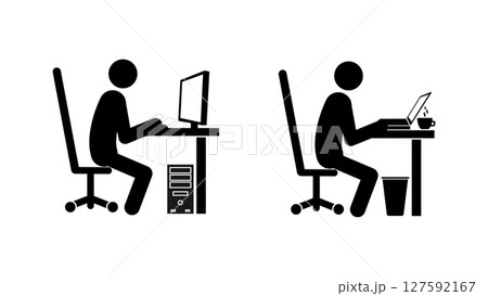 Set of stick figures, office work, vector illustration. 127592167