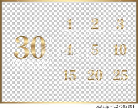 Gold banner set with anniversary numbers and logo design for anniversary celebration 127592801