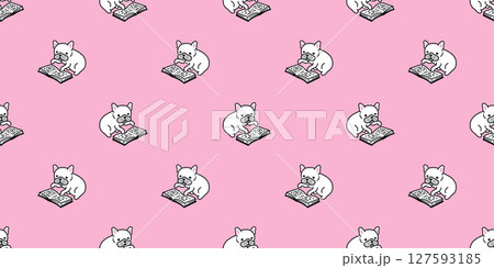 dog seamless pattern french bulldog reading book puppy vector pet breed cartoon tile background gift wrapping paper repeat wallpaper doodle illustration isolated design 127593185